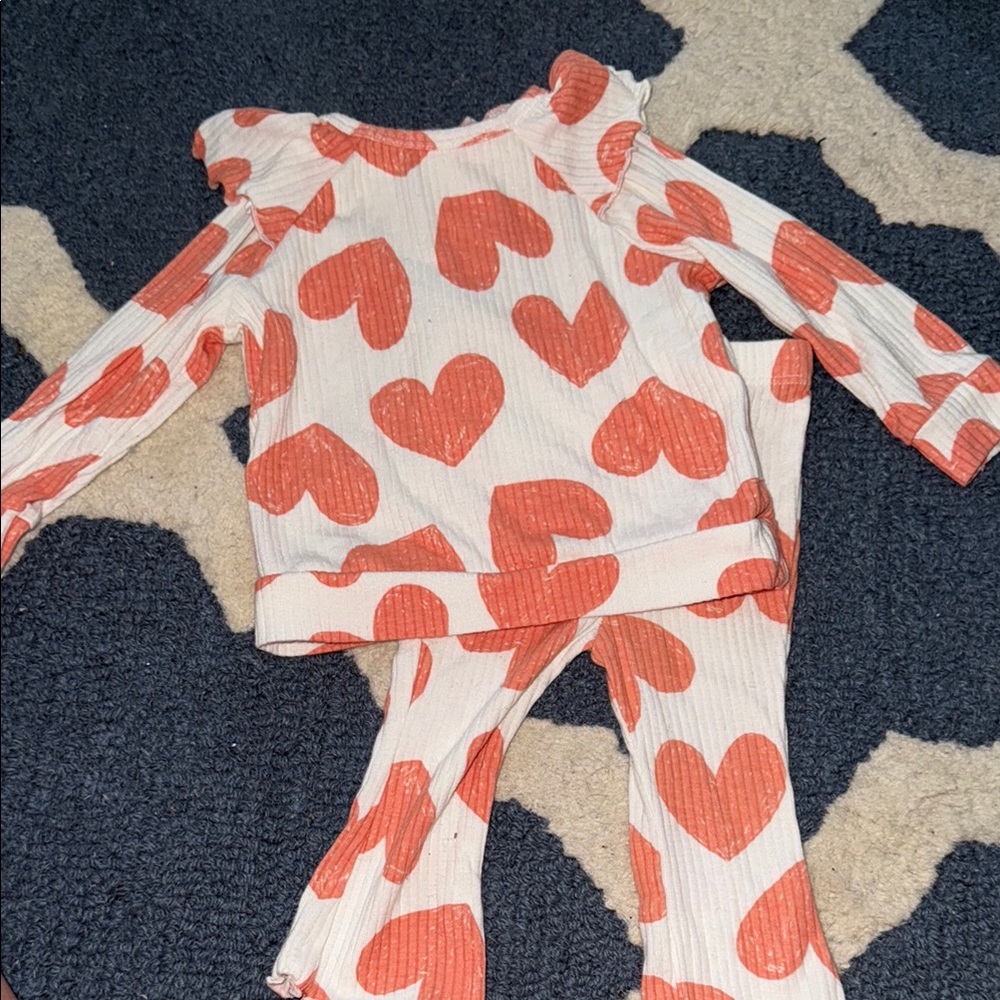 Cat & Jack White and Coral Heart Print Kids Matching Set